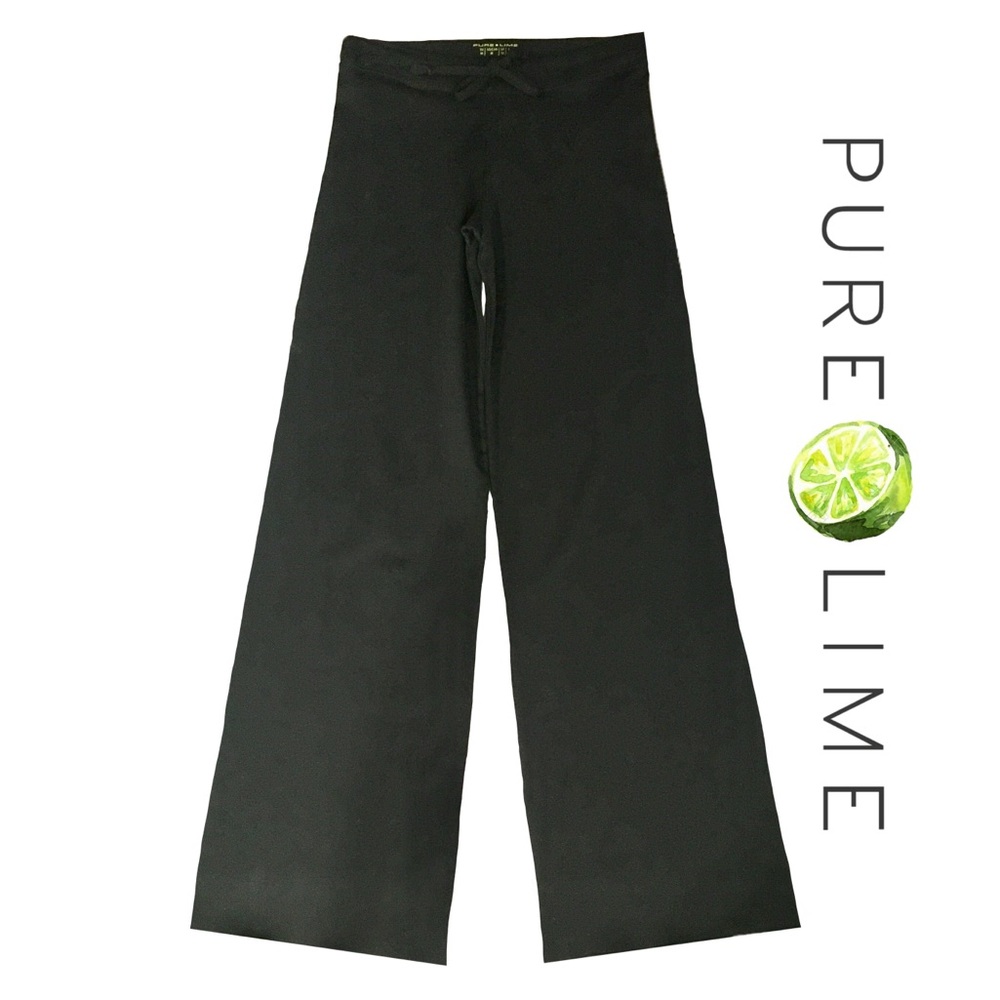 Pure Lime Tie Waist Jazz Yoga Workout Pants / Loungewear, Black, Sz M, NWT
